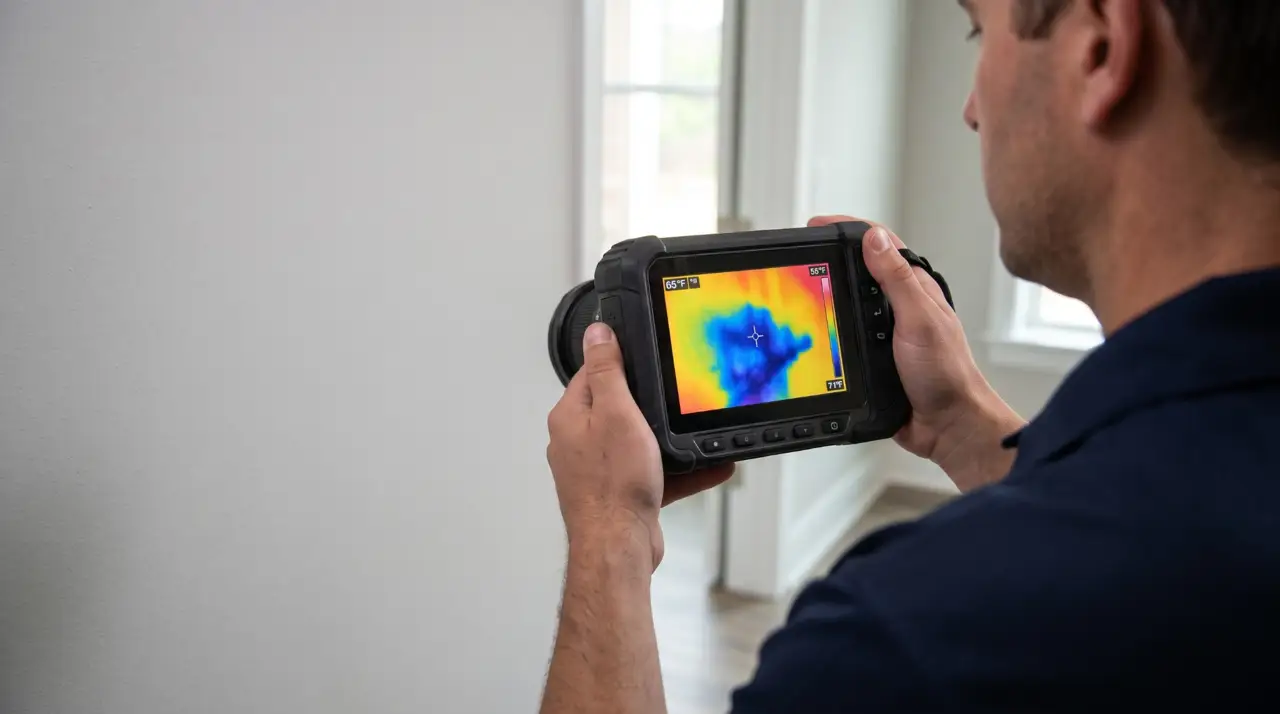 Thermal camera showing a surface temperature pattern